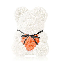 Handmade Rose Bear - Pearl White