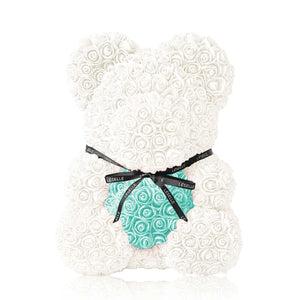 Handmade Rose Bear - Pearl White