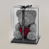 Handmade Rose Bear - Platinum Grey