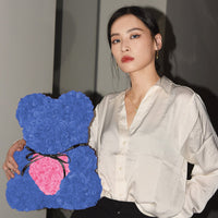 Handmade Rose Bear - Royal Blue