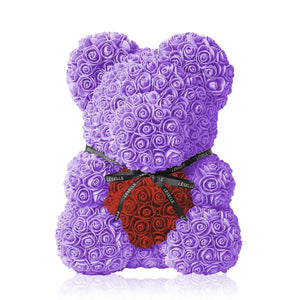 Handmade Rose Bear - Lavender