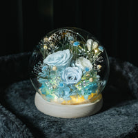 Preserved Rose Glass Ball - Baby Blue