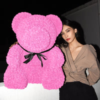 Giant Handmade Rose Bear - Fuchsia Pink