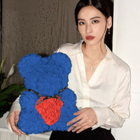 Handmade Rose Bear - Royal Blue