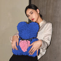 Handmade Rose Bear - Royal Blue